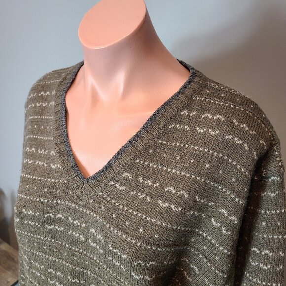Vintage Birdseye Shetland Wool Sweater Womens Size Medium 1990s Columbia Green - Picture 3 of 8